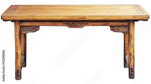 Antique wooden table with carved details on a transparent background, PNG image, PNG file.