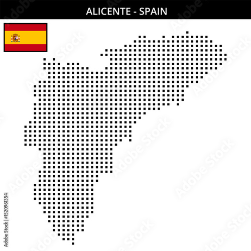 Medium square dotted map of alicente in Spain