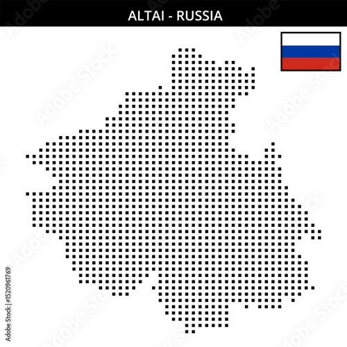 Medium square dotted map of Altai in Russia