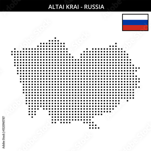 Medium square dotted map of altai-krai in Russia