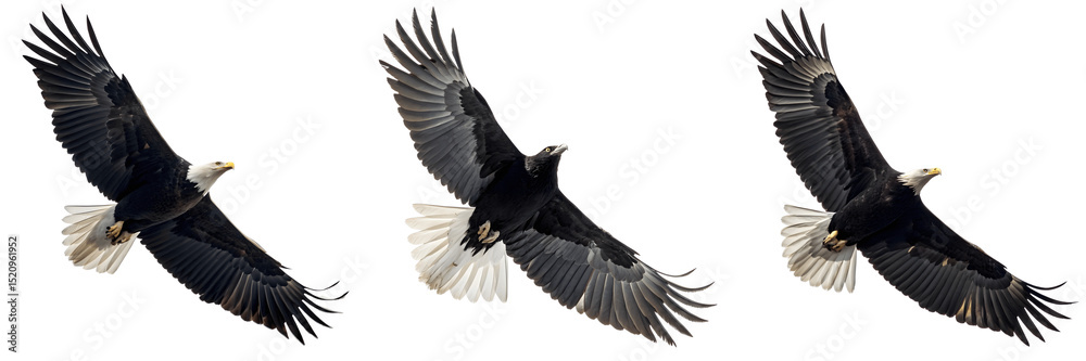 Obraz premium Three eagles flying, isolated on transparent background