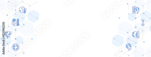 Climate change Banner Vector Illustration with Two-sided Icon Style. Line Duotone icon. Containing. climate change, global warming, extreme weather