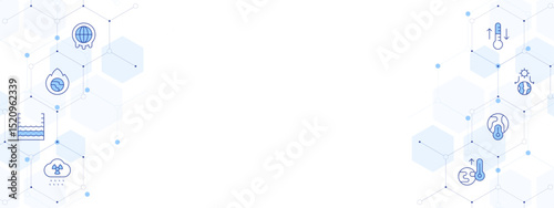 Climate change Banner Vector Illustration with Two-sided Icon Style. Line Duotone icon. Containing. global warming, sea level, acid rain, high temperature, greenhouse effect, temperature