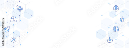 Climate change Banner Vector Illustration with Two-sided Icon Style. Line Duotone icon. Containing. ozone layer, water crisis, greenhouse effect, extreme weather, climate change