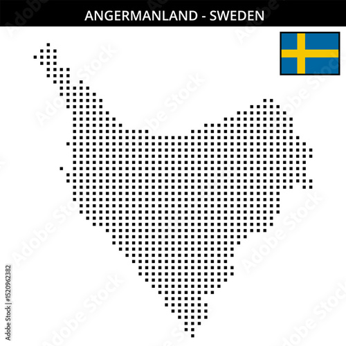 Medium square dotted map of Angermanland in Sweden
