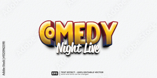 Night Live Comedy 3D Cartoon Editable Text Effect | Premium Font Template