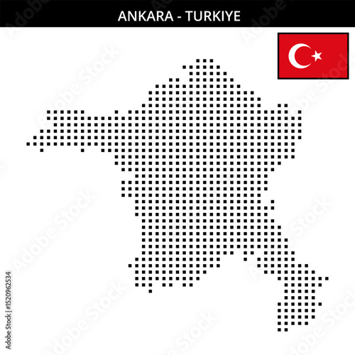 Medium square dotted map of ankara in Turkiye