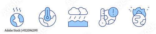 global warming, flood. Climate change Icon vector illustration. Line Duotone style. Editable stroke