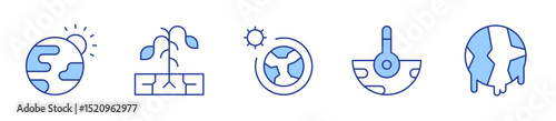 ozone layer, greenhouse effect, climate change, water crisis, global warming. Climate change Icon vector illustration. Line Duotone style. Editable stroke