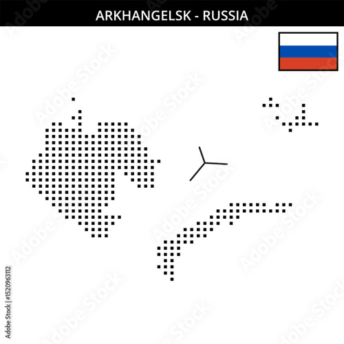Medium square dotted map of arkhangelsk in Russia