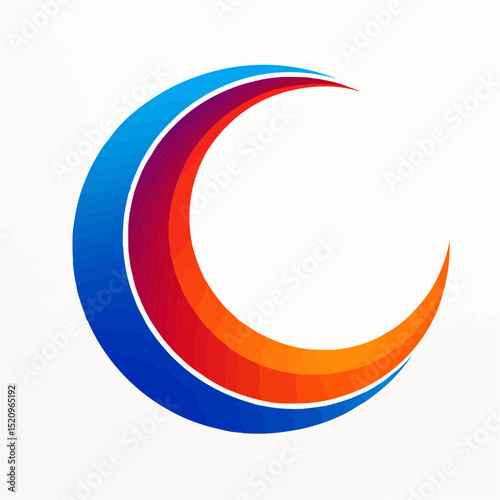 In perspective: Triple moon sliver shape with color gradient


