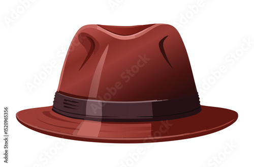 Rich Burgundy Felt Fedora Headwear