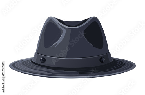 Sleek Dark Grey Fedora Hat Isolated