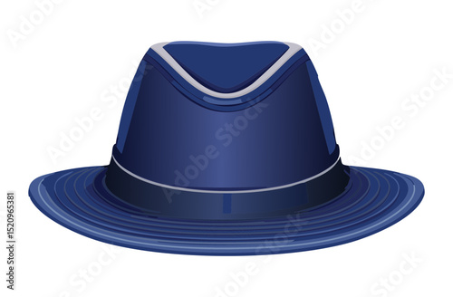 Vibrant Blue Fedora Hat Isolated Graphic