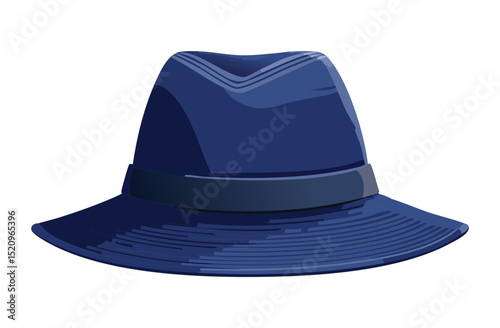 Classic Navy Blue Fedora Hat Isolated