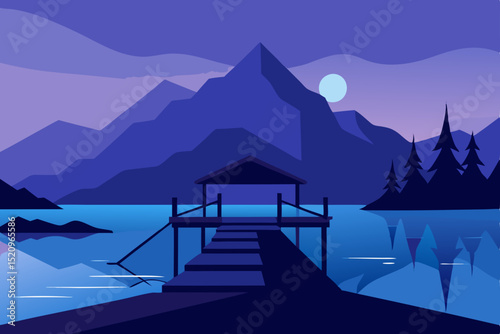 Panoramic mountain landscape with a serene lake reflecting the sky and distant snowy peaks