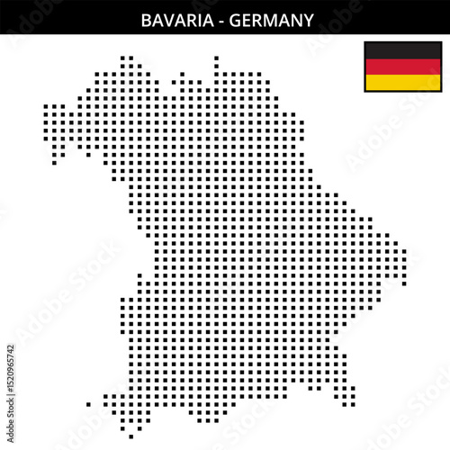 Medium square dotted map of bavaria in Germany