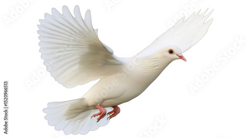 Dove in flight, wings spread on a transparent background, PNG image, PNG file.