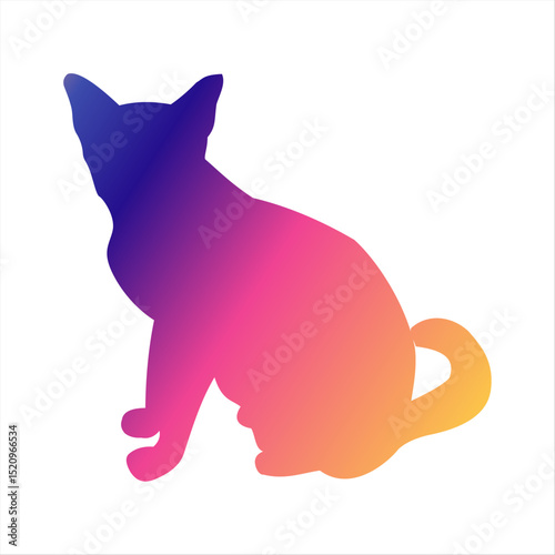 Abstract Gradient Silhouette of a Cat on a White Background