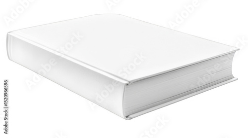 Closed hardcover white book on a transparent background, PNG image, PNG file.