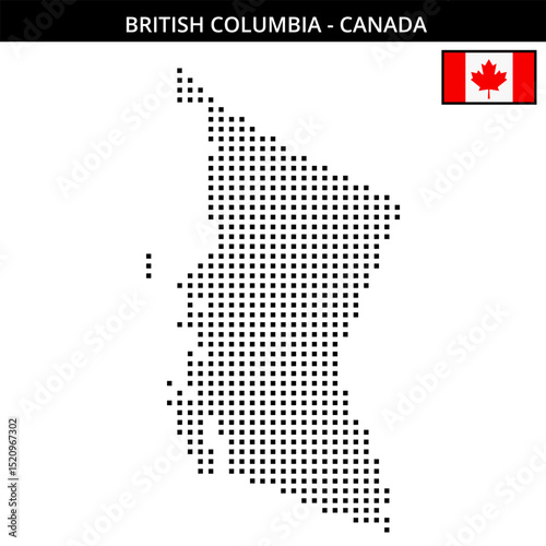 Medium square dotted map of British-Columbia in Canada