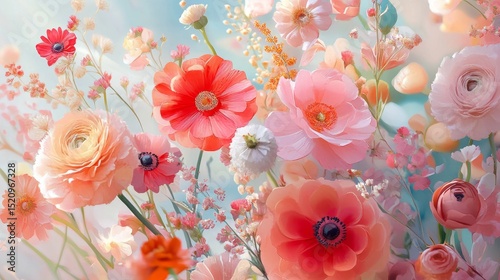 abstract painting flowers background in pink pastel color