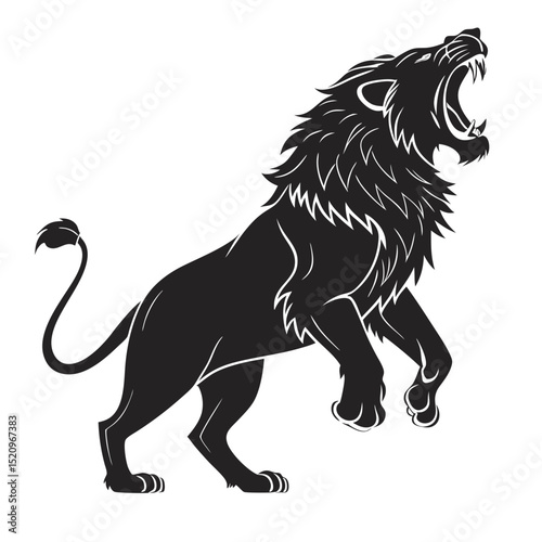 Roaring Lion in Black Silhouette