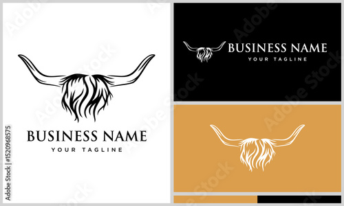 Highland Cow Logo Design Variations. (1)