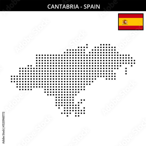 Medium square dotted map of cantabria in Spain