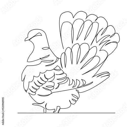 One continuous single drawing line art flat doodle bird, pigeon, wing, feather, dove. Isolated image hand draw contour on a white background
