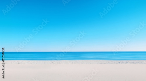 Tropical Sandy Beach with Clear Blue Sky and Ocean