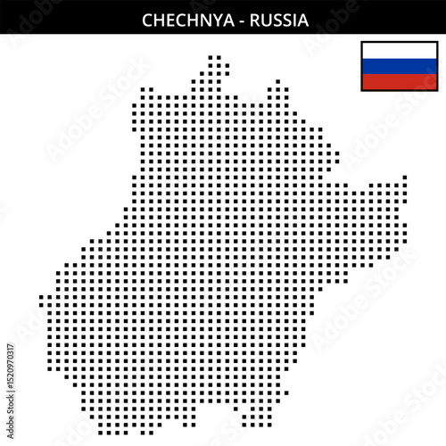 Medium square dotted map of Chechnya in Russia