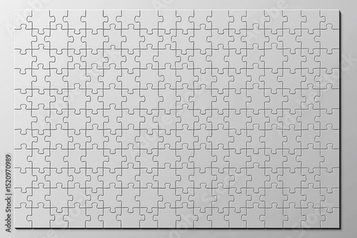 Blank White Puzzle Pieces in Grid Pattern on Clean Background