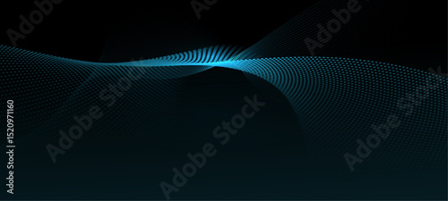 Vector abstract motion, smooth, soft blue wave line pattern, dot particle. Curve and fluid shape on black background. Illustration modern graphic design for luxury wallpaper, futuristic, technology