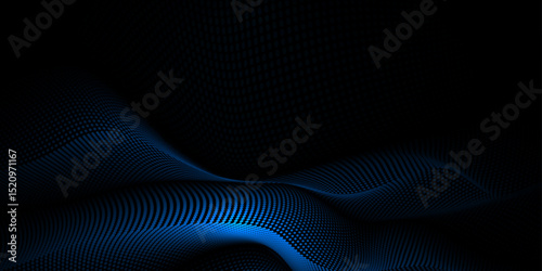 Vector abstract motion, smooth, soft blue wave line pattern, dot particle. Curve and fluid shape on black background. Illustration modern graphic design for luxury wallpaper, futuristic, technology
