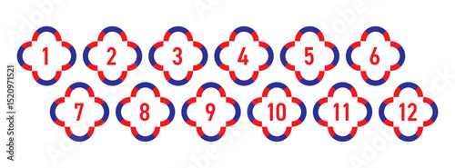 Numbers 1-12 concept. Numbers 1-12 for education, business, technology world