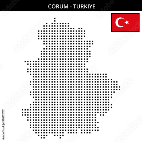 Medium square dotted map of Corum in Turkiye