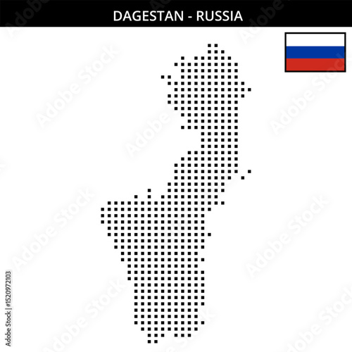 Medium square dotted map of Dagestan in Russia