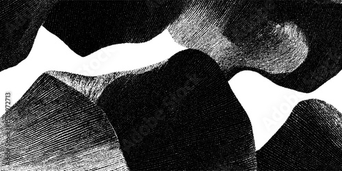 Abstract engraved art featuring irregular shapes and textured contrasts