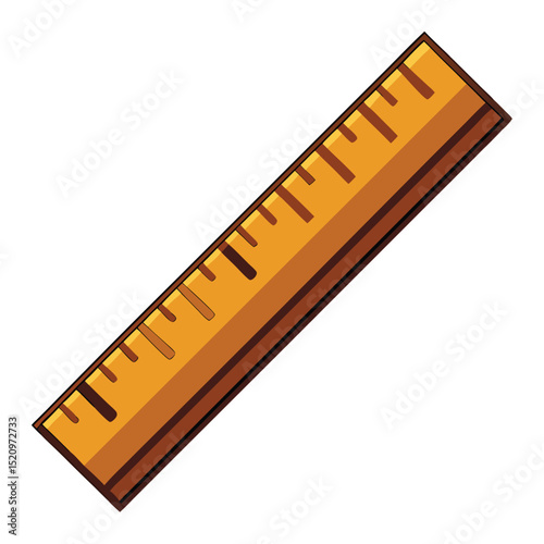 Cartoon Ruler Straight, Wooden Measuring Tool Illustration for Education and Design Projects