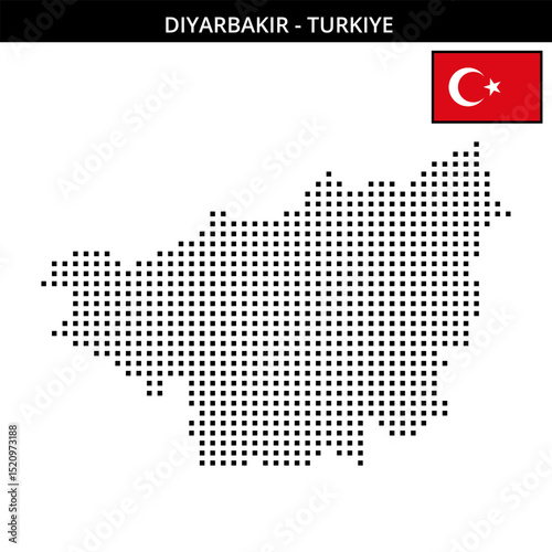 Medium square dotted map of diyarbakir in Turkiye