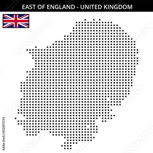 Medium square dotted map of east-of-england in United Kingdom