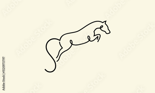 Horse Jumping Line Art.