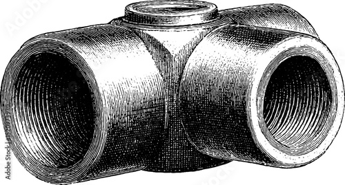 Detailed engraved illustration of metal beam joint for engineering design