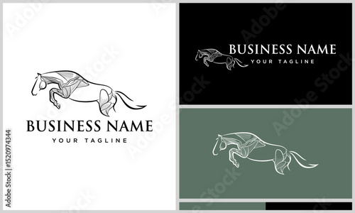 Horse jumping logo design variations.