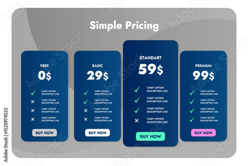 description line options tariff options vector infographic template in blue color