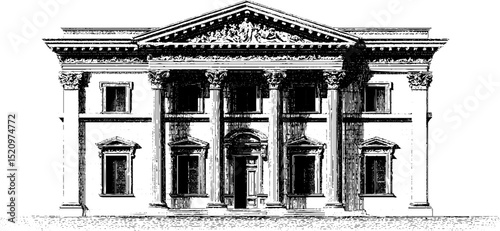 Neoclassical architecture engraving design for historical appreciation and artistic decoration