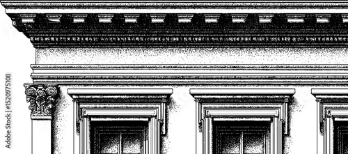 Neoclassical architecture facade with ornate detailing for historical design projects