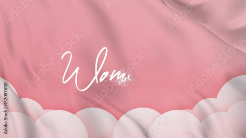  Women's Day Text Animation with dust sprinkle particle  effect. Animated Women's Day Handwritten , 4K Footage video.