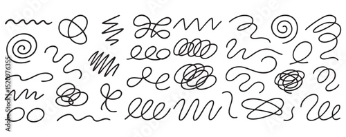 squiggle set line  marker sketch doodle vector lines